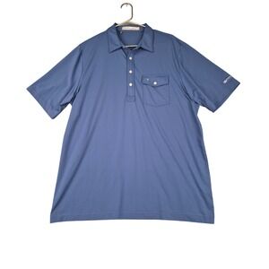 Criquet Mens XL Blue Players Shirt Recycled Performance Polo Short Sleeve Pocket